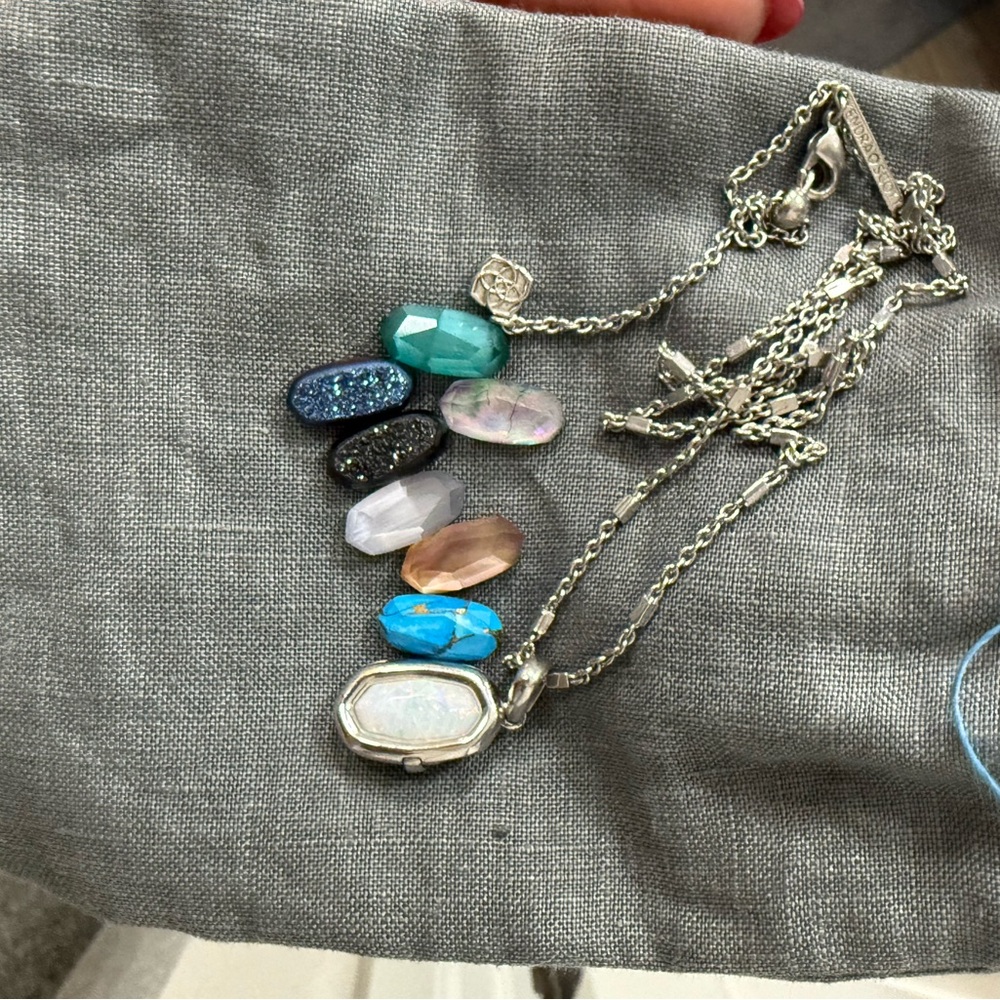 Kendra Scott Silver Necklace with Iridescent Pendant - Picture 3 of 5